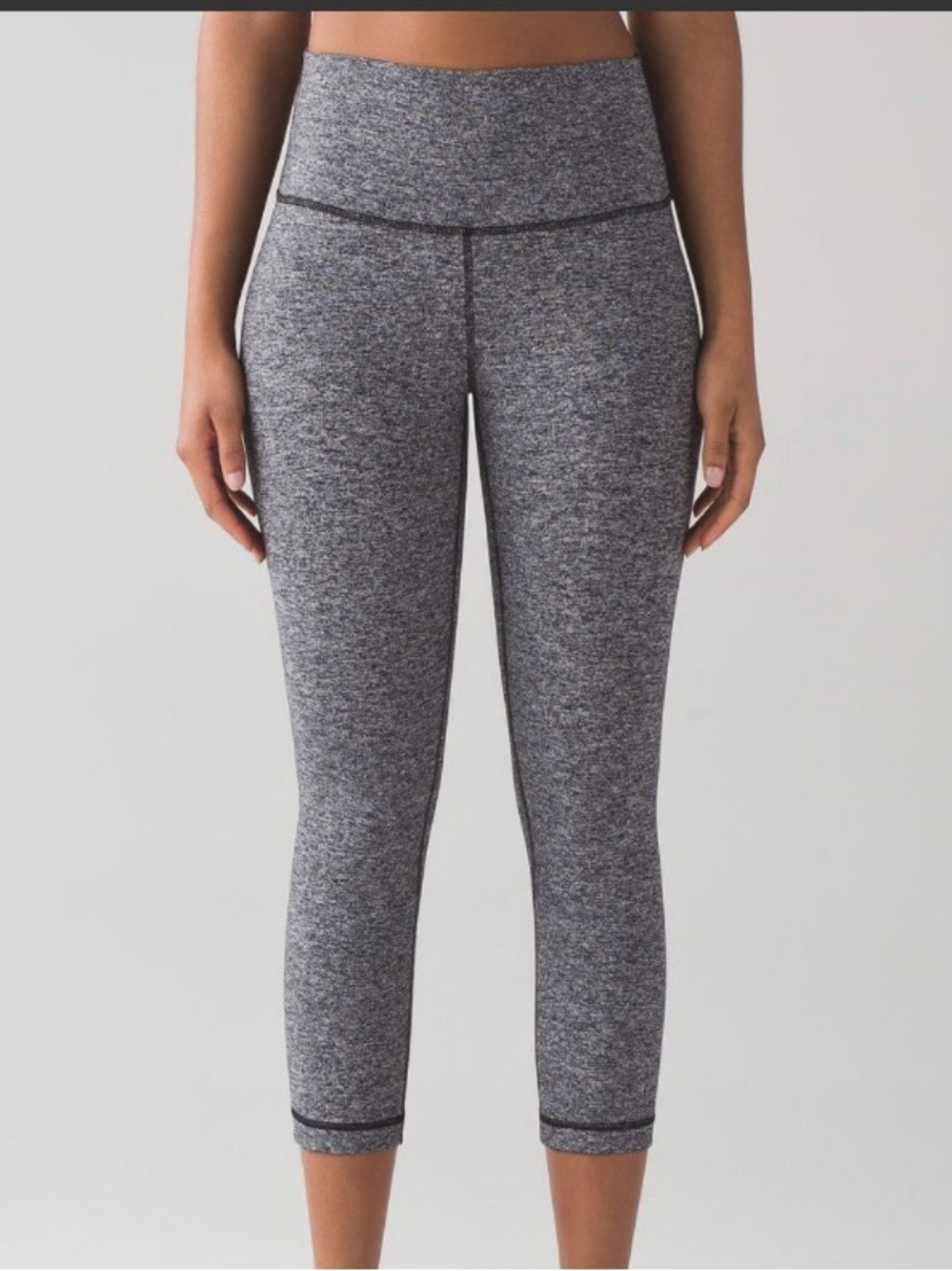 Lululemon Wunder Under Crop High Rise 21” ~ 8 ~ Heathered Black